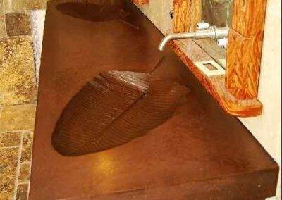 Concrete Sink with Leaf Sink basin in chocolate brown in St Petersburg Florida