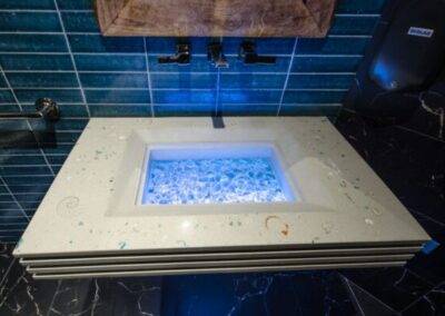 Floating glass sink