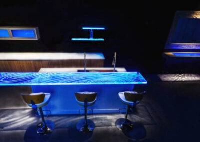 Glass Island High Bar top at Downing Designs Tampa led glowing