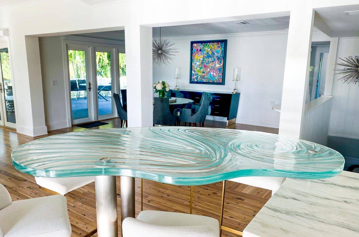 Custom Glass Countertop for a Kitchen Island.