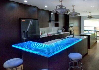 kitchen glass countertop and bar