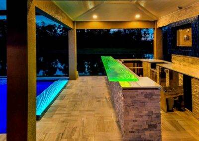 swim up pool bar glass top design