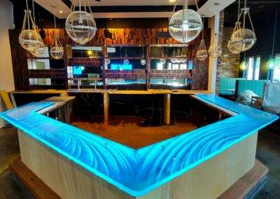 Restaurant glass bar top