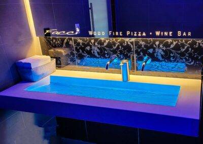 image result for glass sink countertop