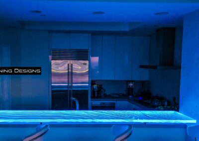 Raised Glass Kitchen Bar from Downing Designs with LED and Cantilevered support brackets in Tampa, Fl