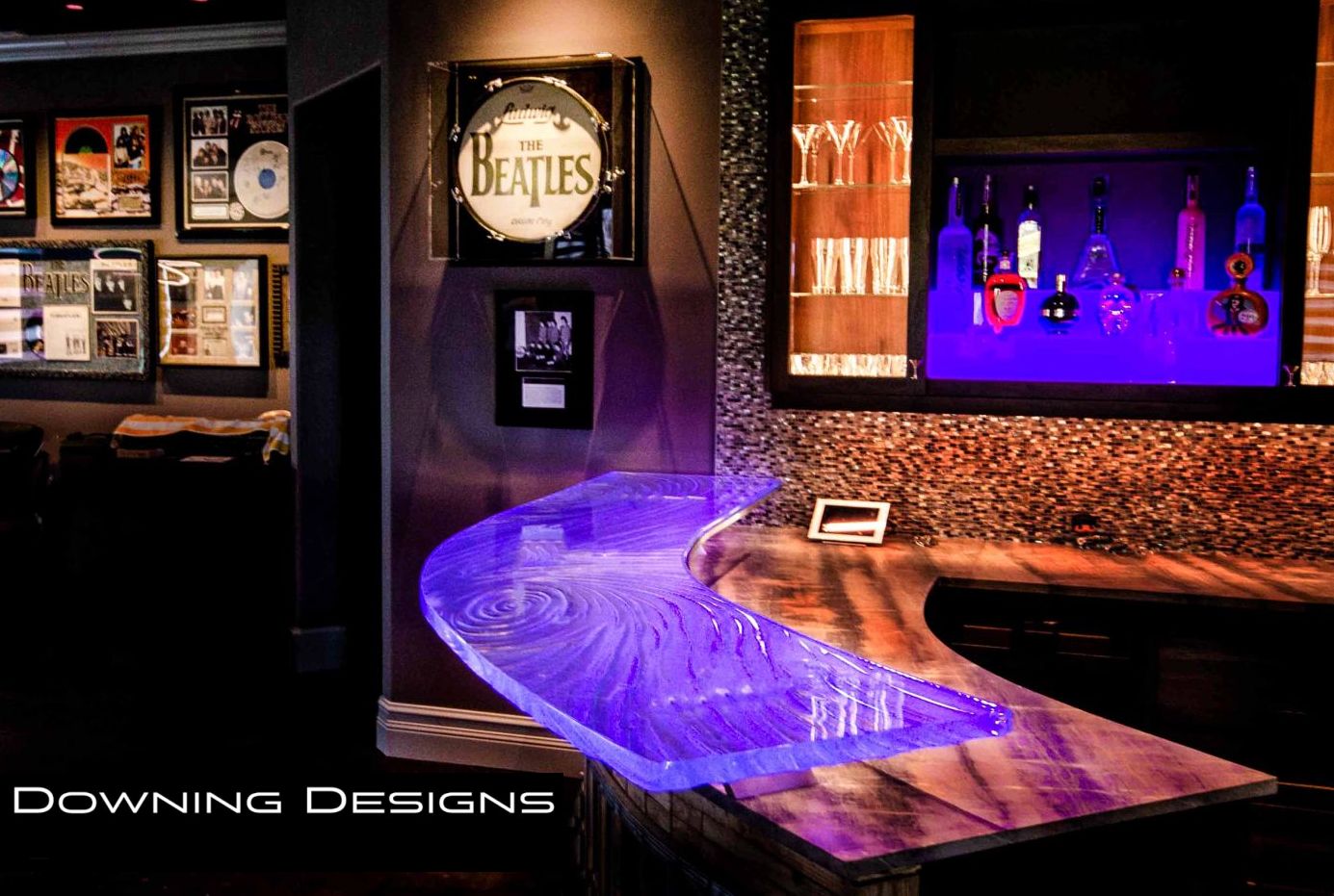 LED edge lit Glass Countertop by Downing Designs in Naples, FL.