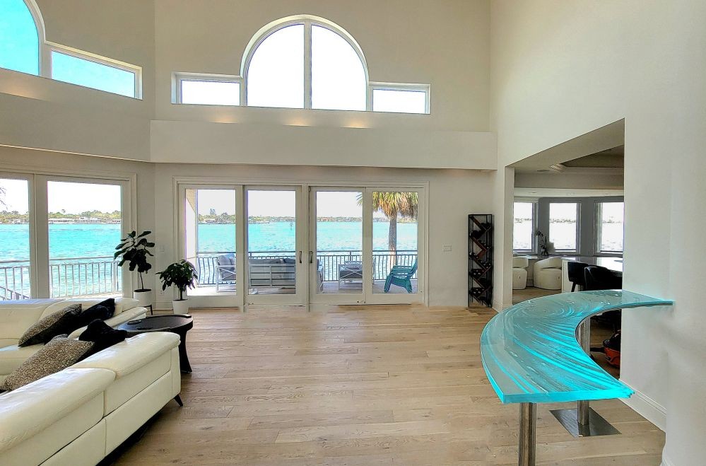 Glass Bar with custom metal supports