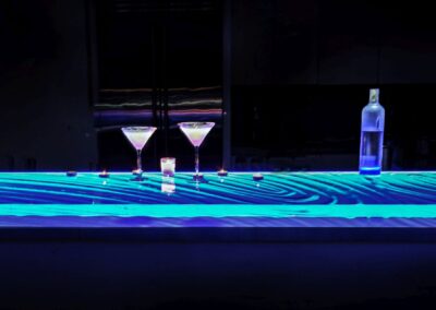 LED illuminated Glass Bar by Downing Designs in Tampa, Florida