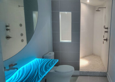 Integrated Textured Glass sink by Downing Designs with floating wall mount 2