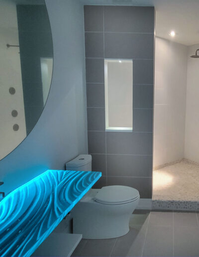 Integrated Textured Glass sink by Downing Designs with floating wall mount 2