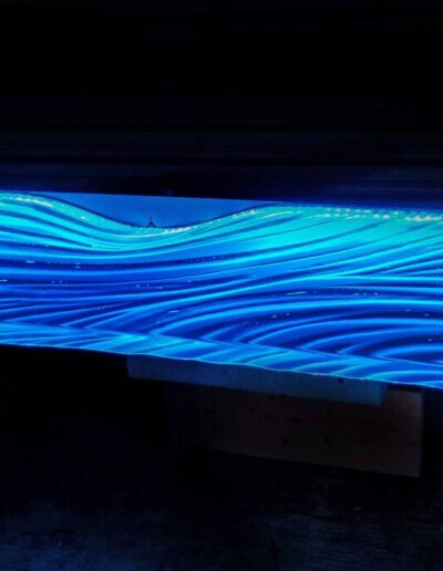 Integrated Custom Textured Glass sink by Downing Designs with floating wall mount