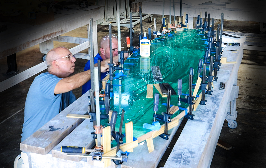 Textured glass surfboard by Downing Designs and Doug Pringle