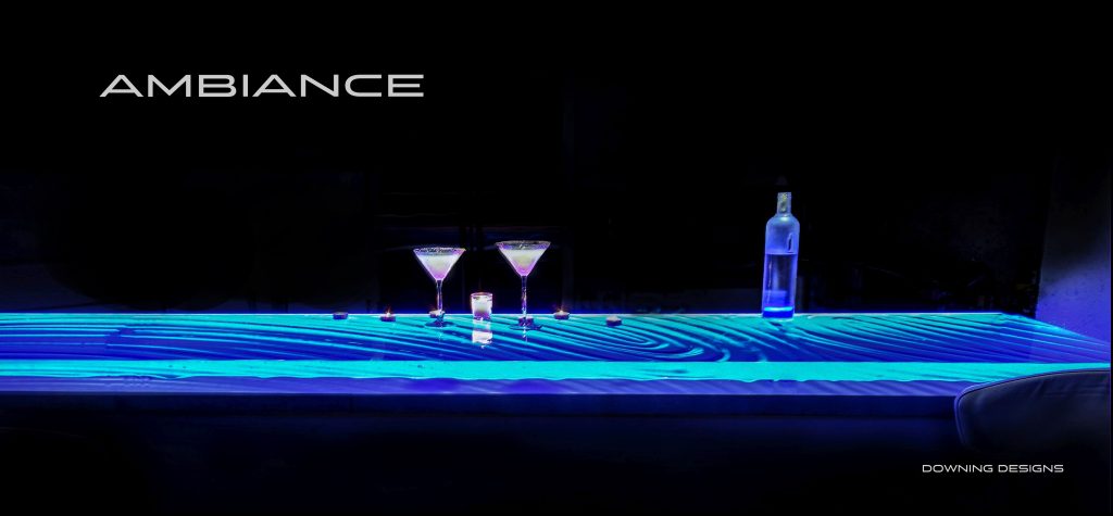 Glass Bar Top with LED Ambiance Machine in Tampa, Florida Downing Designs