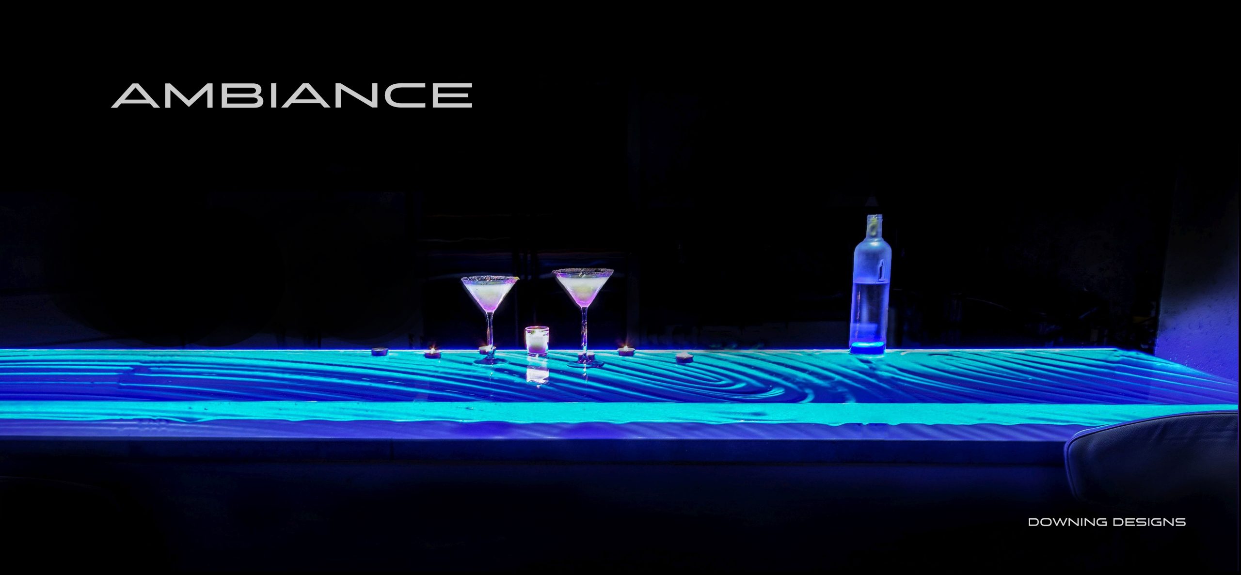 Glass Bar Top with LED Ambiance Machine in Tampa, Florida Downing Designs