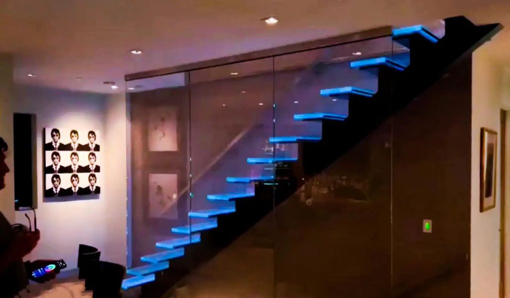 Hollywood California glass stair treads with LEDs