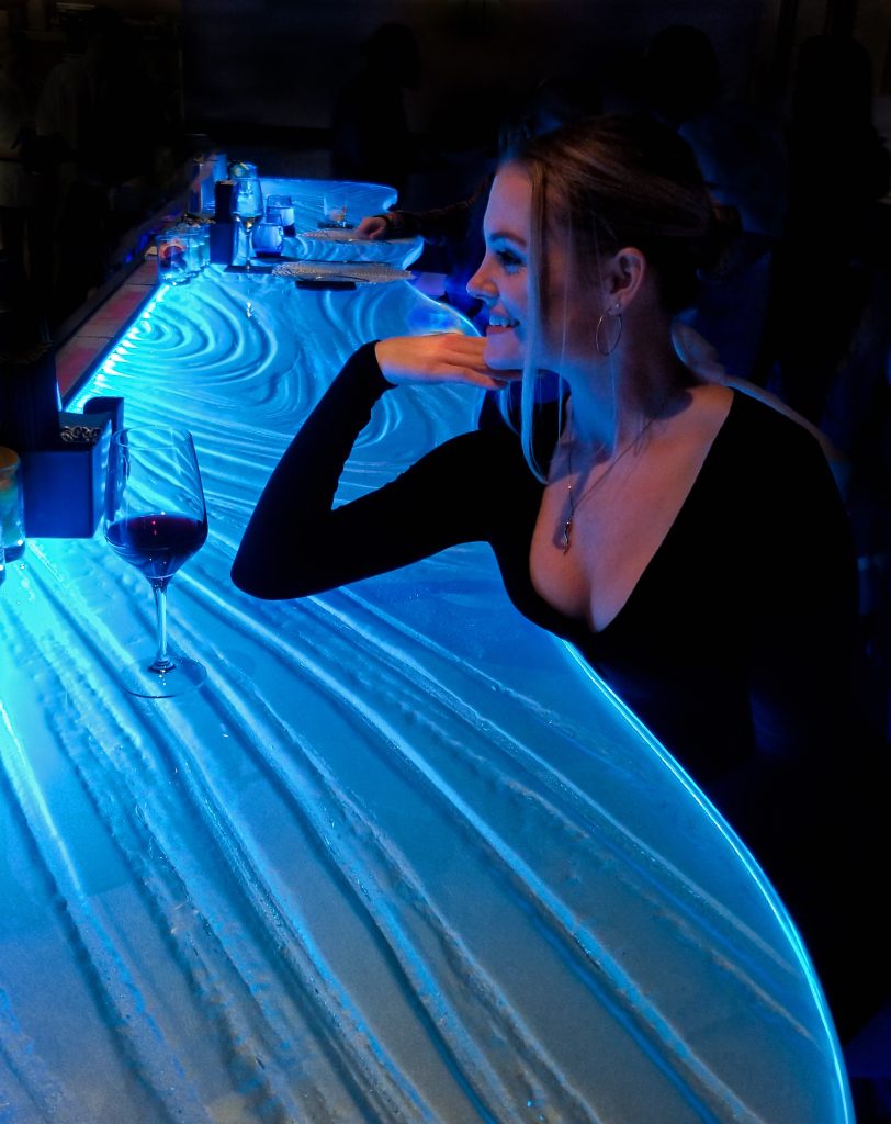 Leah at Acqua Cafe West Palm Beach — Downing Designs LED glass bar top