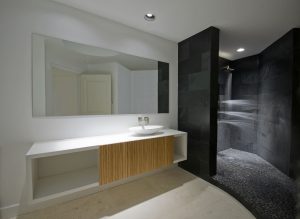 White glass floating vanity top modern bath Downing Designs