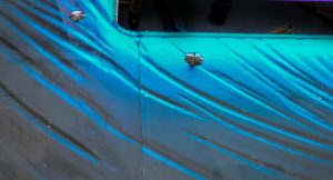Sequenced seam textured glass bar top by Downing Designs