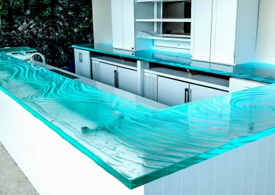 Kiln-Formed Glass Bar Top — Private Island, Caribbean | Downing Designs