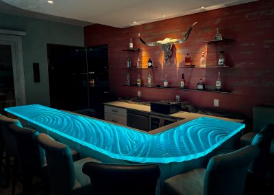 st petersburg waterfront home illuminated glass bar top cyan led