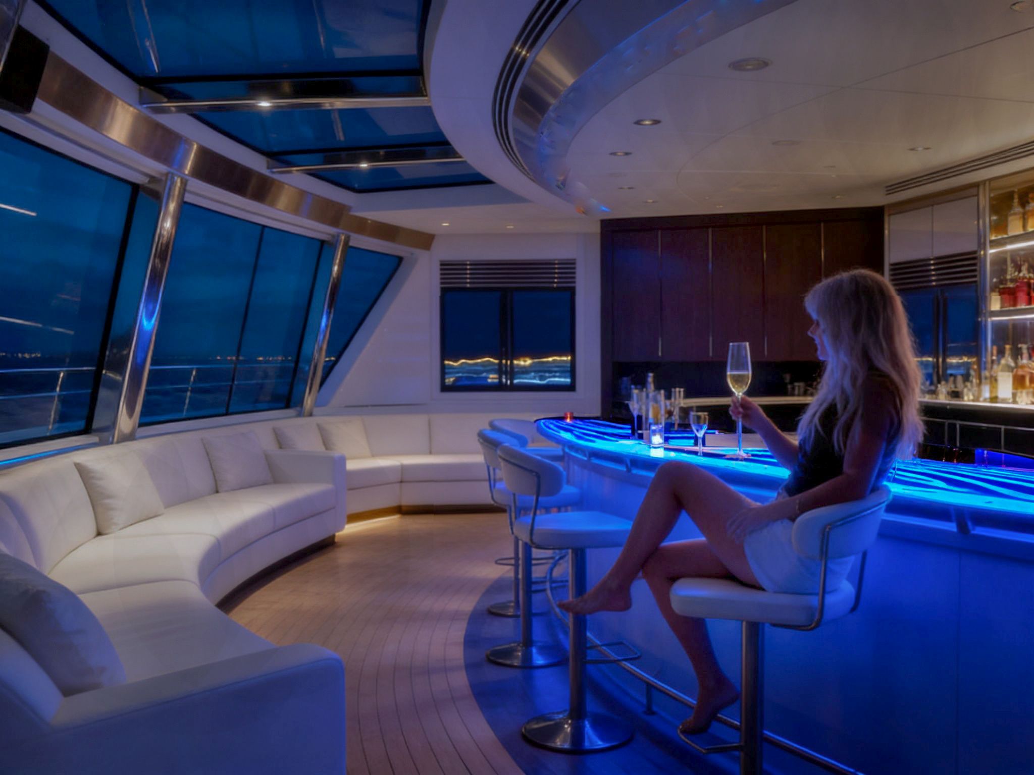 custom illuminated glass bar on super yacht custom illuminated glass bar on super yacht