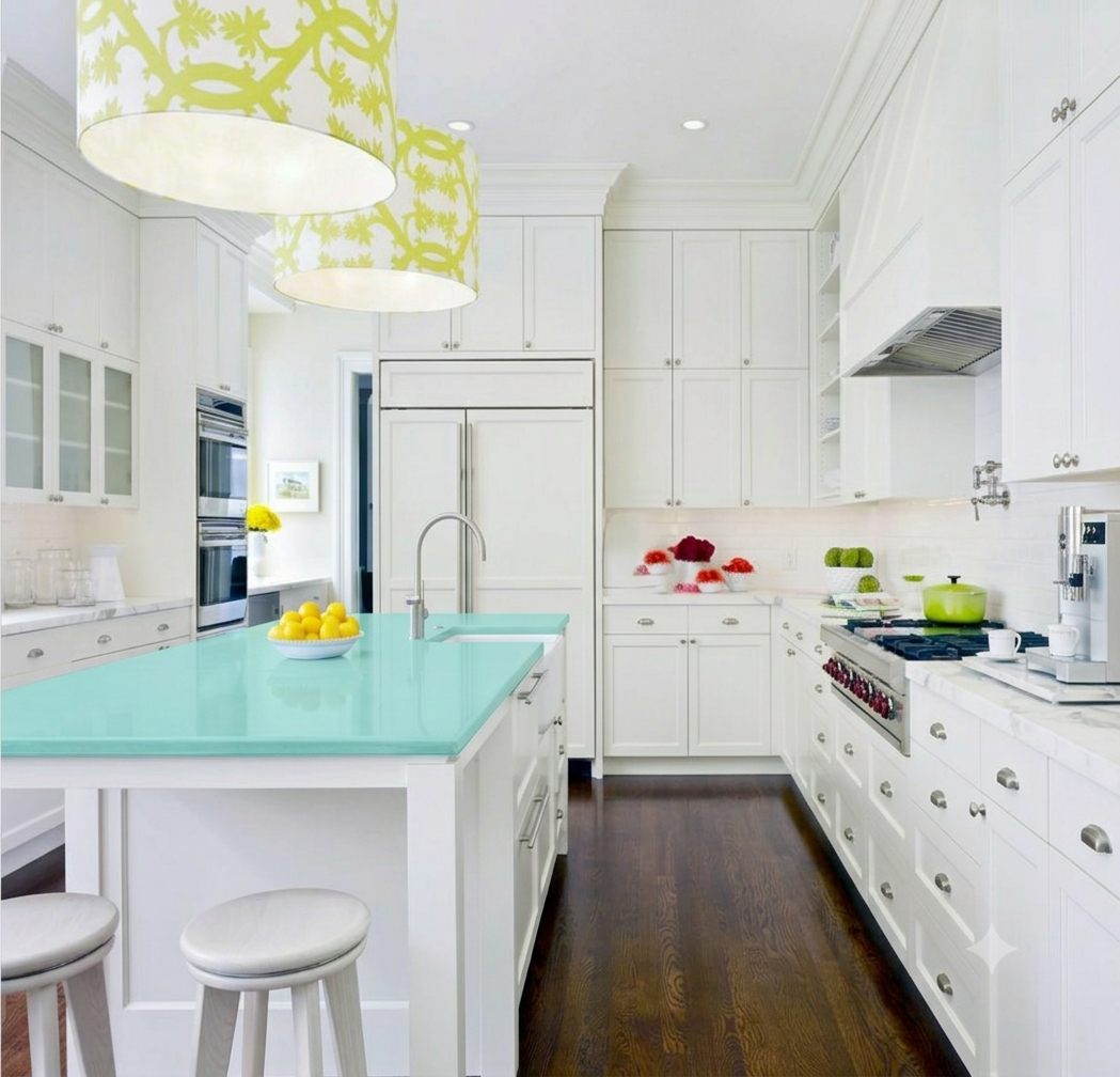 Light Aqua Blue Green Island Countertop enamel lava stone