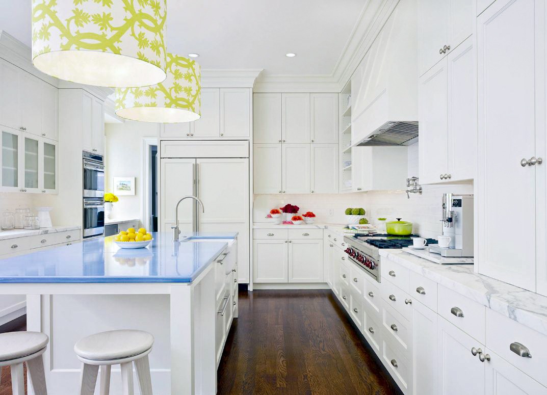 light blue glazed enamel island countertop