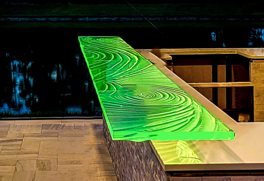Sequenced glass bar top Fort Myers FL by Downing Designs