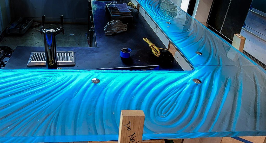 St. Petersburg Florida glass bar top L-shape sequenced seam
