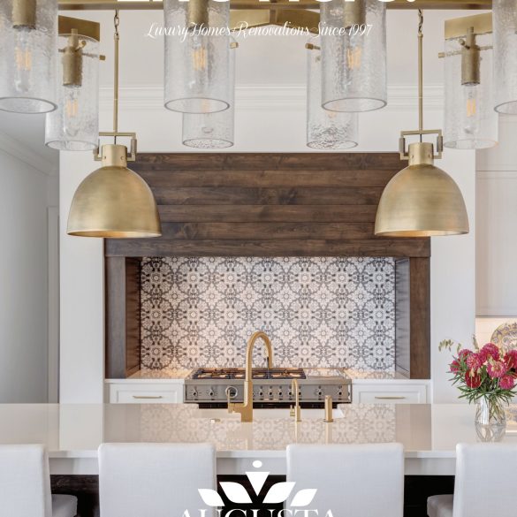 White glass island countertop Lake Norman NC Augusta Homes