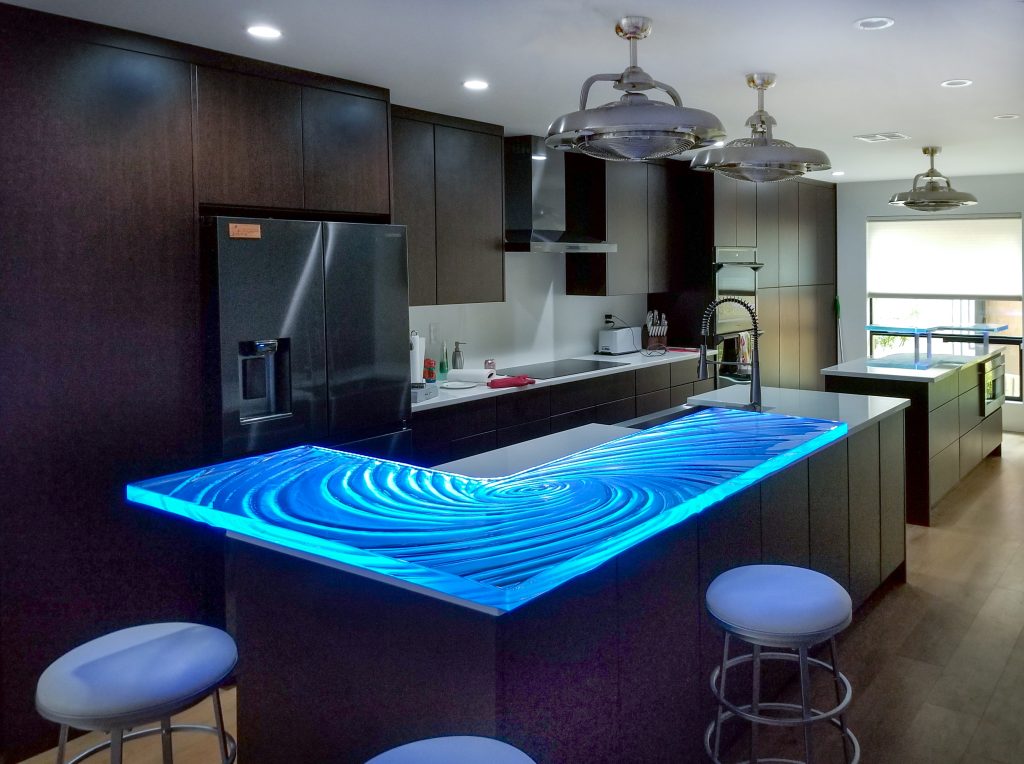 Scottsdale Arizona custom glass bar top by Downing Designs