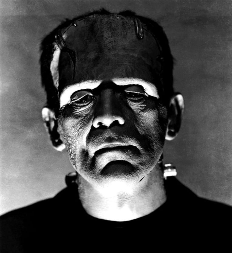 Boris Karloff underlit with raking light