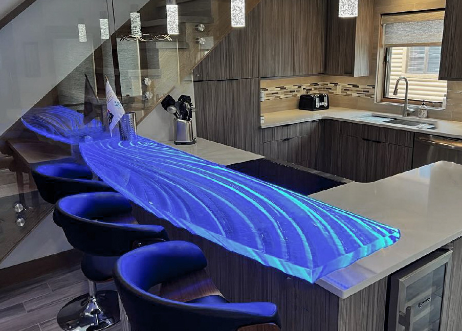 Park City Utah arced glass bar top LED illuminated