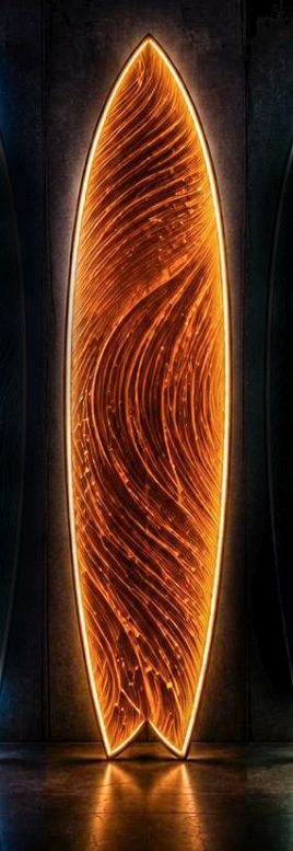 Downing Designs glass surfboard, wavy hand-kiln texture